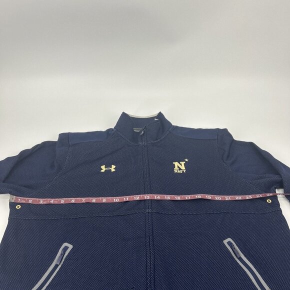 USNA Navy Midshipmen Jacket Men's XL Blue Under Armour Full Zip Cold Gear - Picture 10 of 11